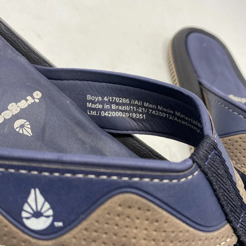O'rageous Blue Brown Flip Flop Sandals Orageous Youth Boys Size 4‎